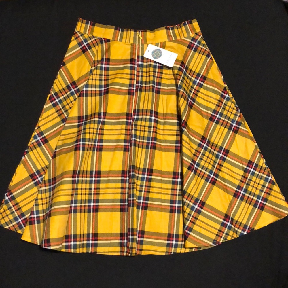Yellow plaid skirt